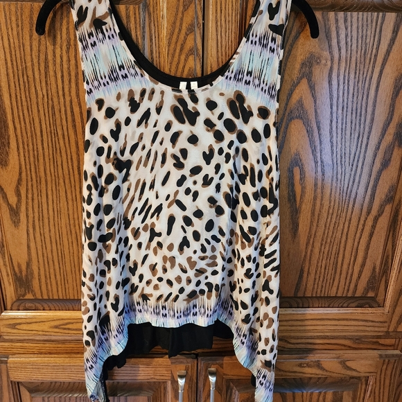 Tops - *Brown Animal Print Front & Solid Black Back Sleeveless Tank Top Sze M*